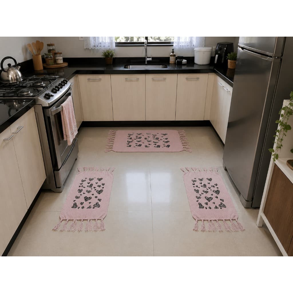 Kit 2 Tapetes Nozinho 40x70cm 100% Algodão para Cozinha Banheiro Lavanderia Decorativo Fabricado no Brasil