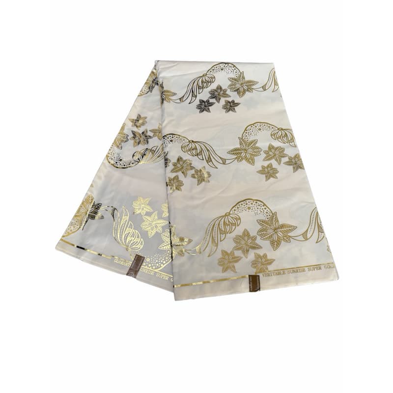 TECIDO ANKARA DE LUXO, CORES NEUTRAS COM DOURADO 1,20 por 5,00 metros ( PROMOÇÃO )