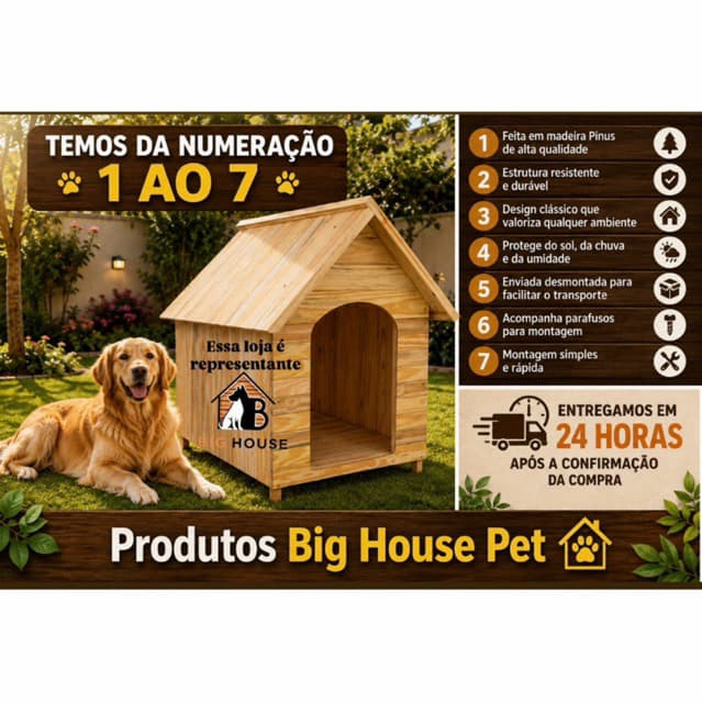 Casa casinhas para cachorro madeira de pinus N6