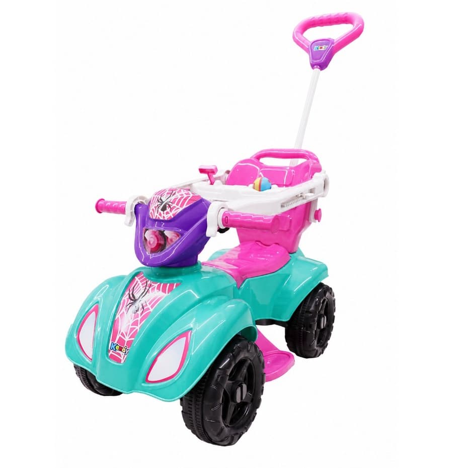 Carrinho de Passeio Quadriciclo Infantil Zociella Com Pedal Empurrador Motoquinha Baby Aranhã