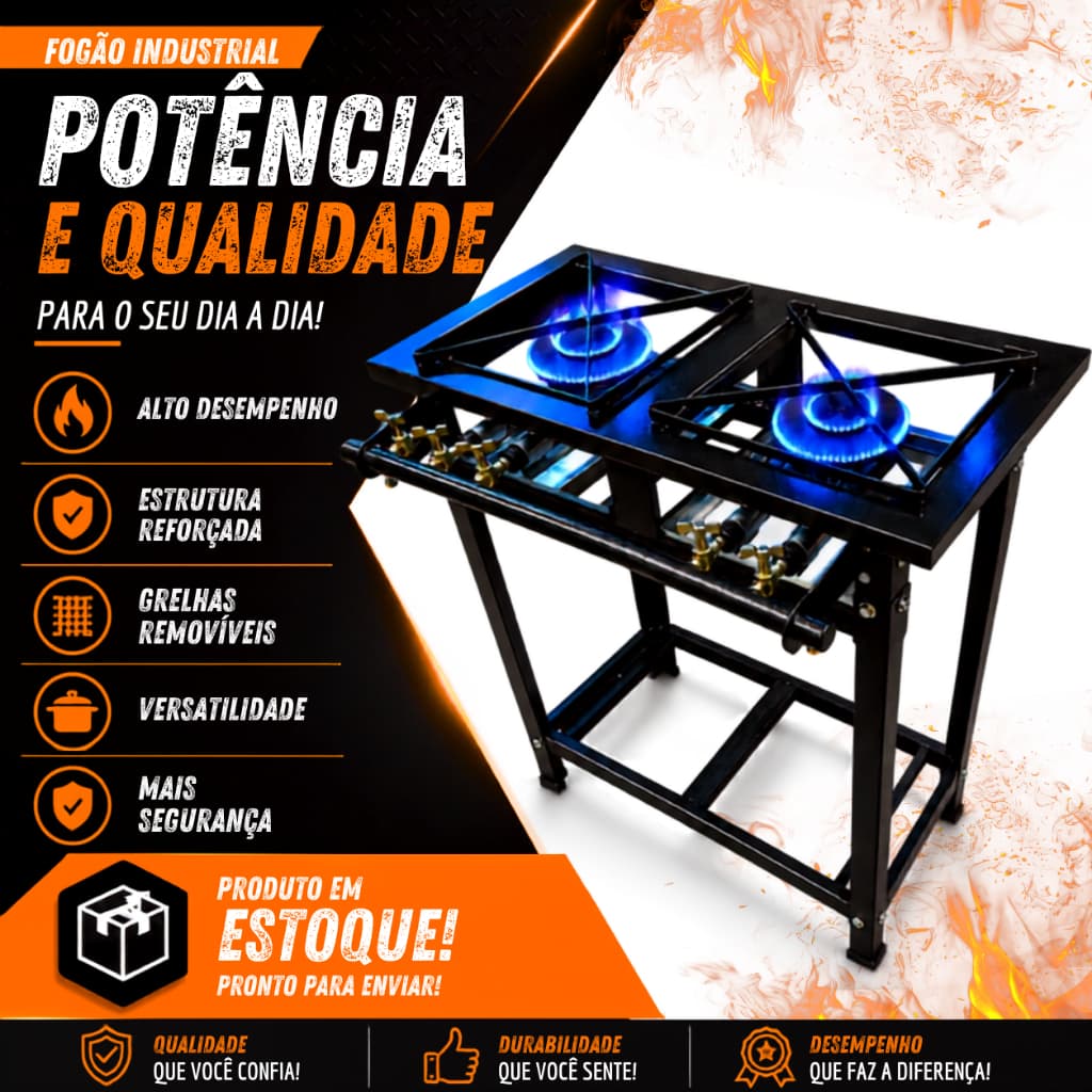 Fogão Industrial 2 Chamas Duplas Itajobi Fogões Baixa Pressão