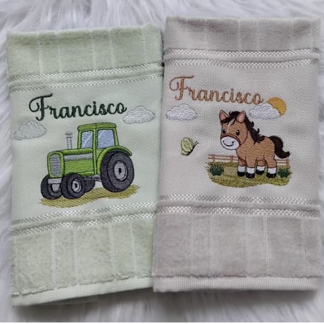 kit 2 toalhinhas de boca escolar, creche, personalizada com nome