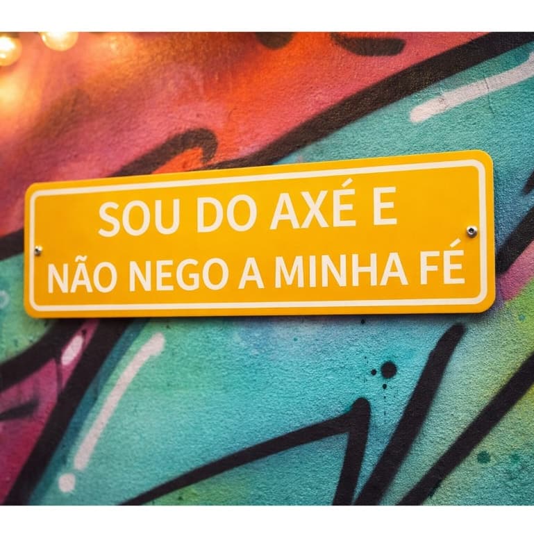Placa decorativa DO AXÉ (20x5cm) Plaquinha PLA com frases divertidas Escrita em Relevo Fé RELIGIÃO