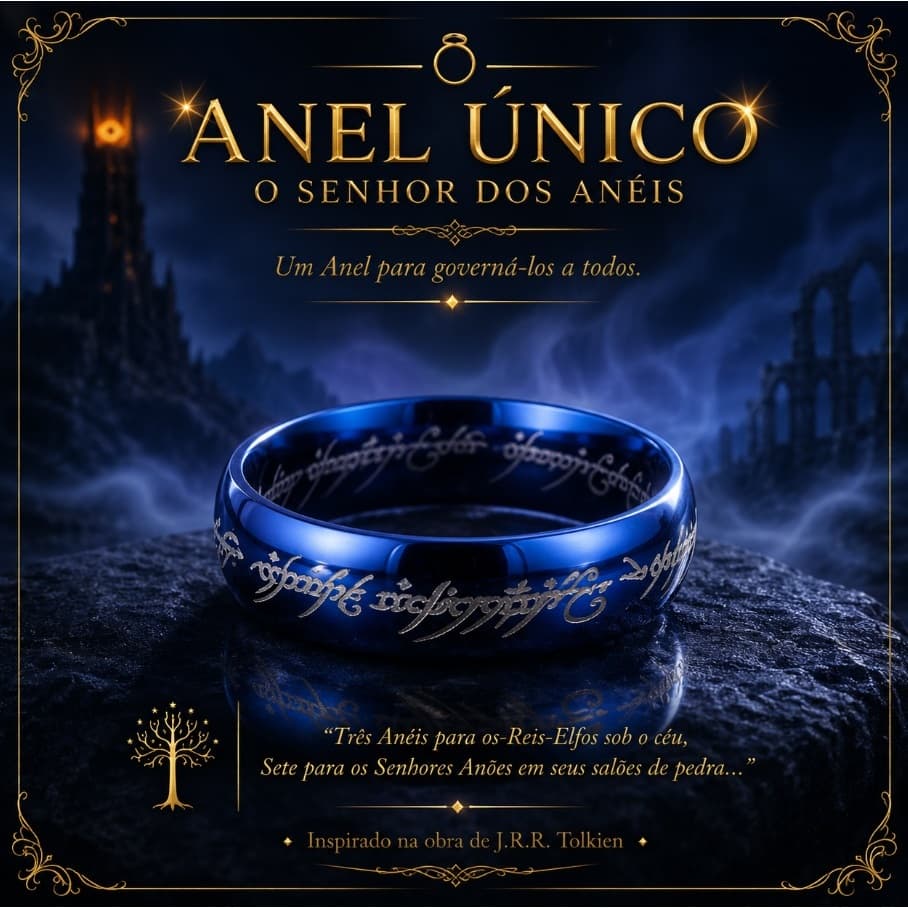 Anel O Senhor Dos Anéis Azul Escuro o Um Anel ~