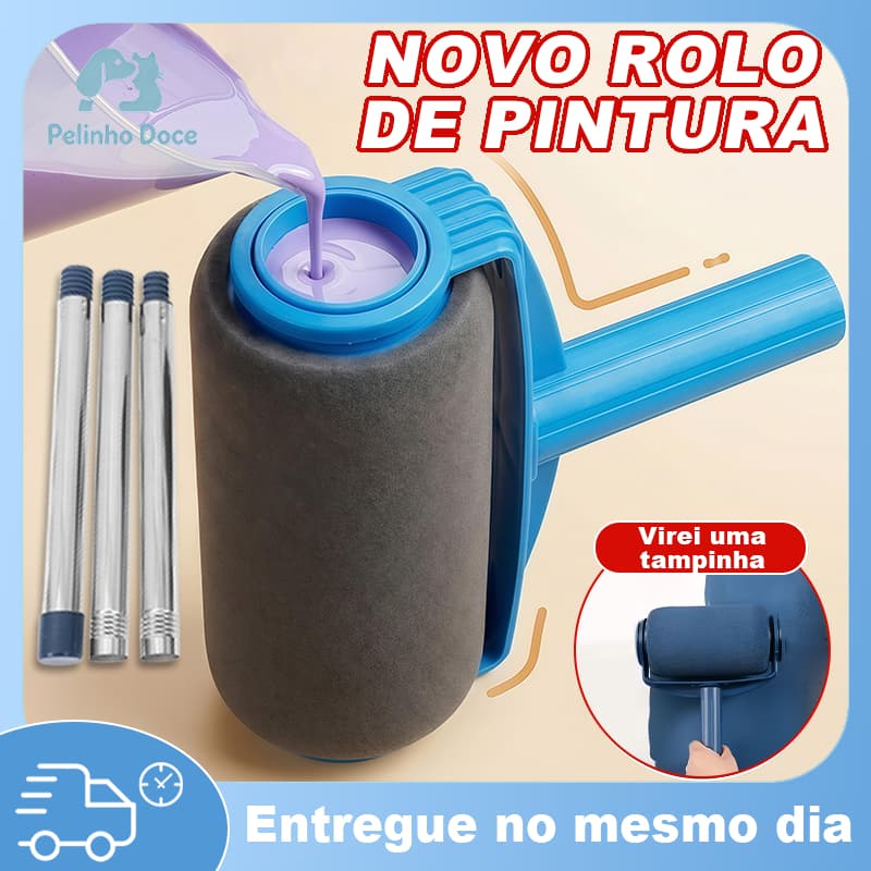 Kit Rolo de Pintura Com Reservatório E Pintura Parede Reforma e Construção Rolo De Pintar Parede+Cabo Extensível 72cm