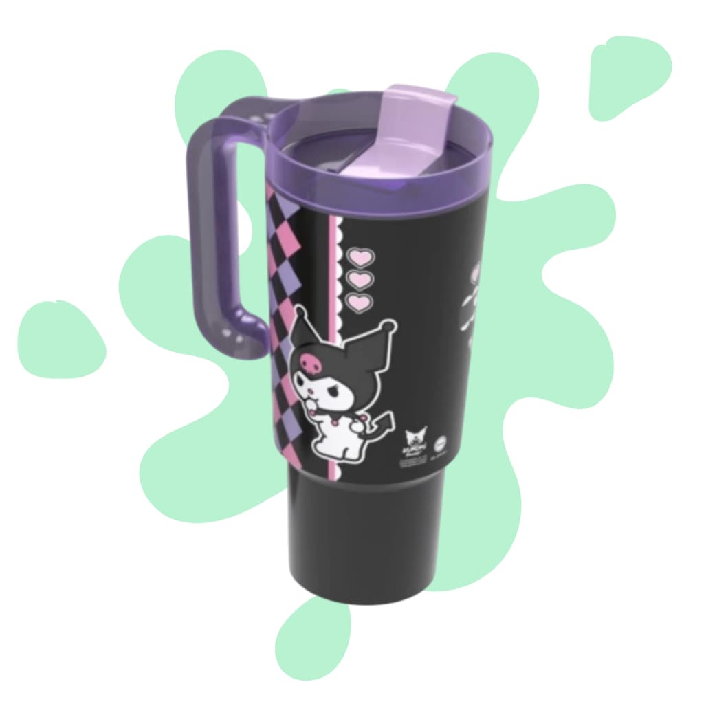 Copo Tumbler Kuromi Grande 650ml Alça Ergonômica Praticidade Para Escola Trabalho Passeios