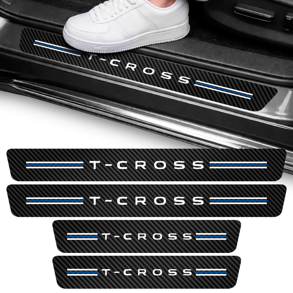 Kit Soleira T Cross Adesivo Automotivo Proteção Carro T-cross Suv Vinil 4 Portas TCross