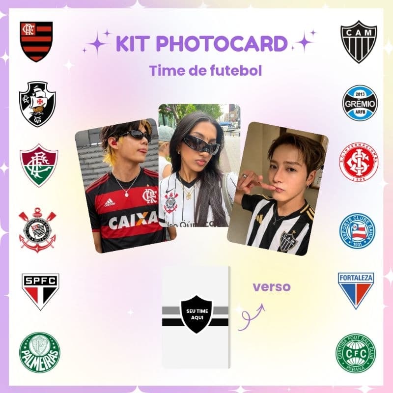 Kit 9 Photocards TIMES DE FUTEBOL - Personalize com seu idol e time favorito (LEIA A DESCRIÇÃO)