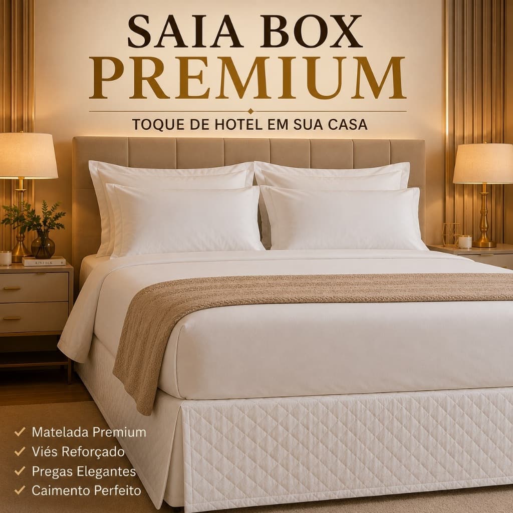 Saia Box Luxo Matelada Ultrassônica Com Pregas Solteiro Casal Queen King Premium