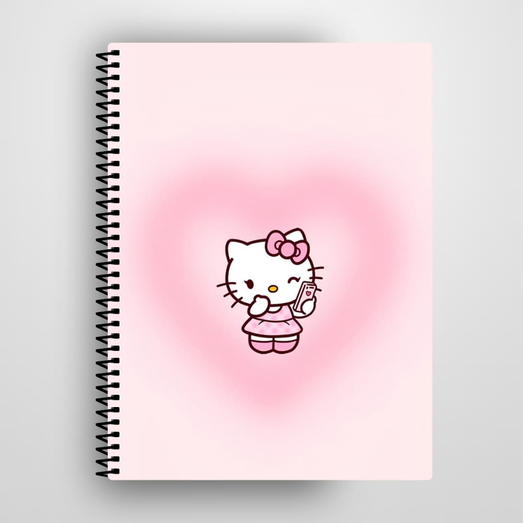 Caderno Hello Kit Personalizado Capa Dura 1 e 10 Matérias Escolar Universitário