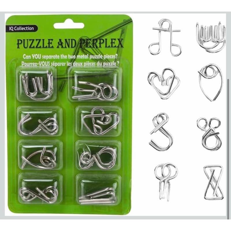 Quebra-Cabeça Enigma Puzzle de Metal, Quebra Cabeça de ferro, 3D Puzzle and Perplex Com 8 Peças