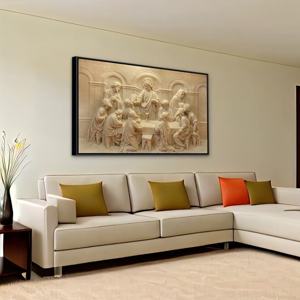 *OFERTA* Quadro Religioso Cristão Última Santa Ceia de Jesus em Tela Canvas com Moldura 93cm 103cm