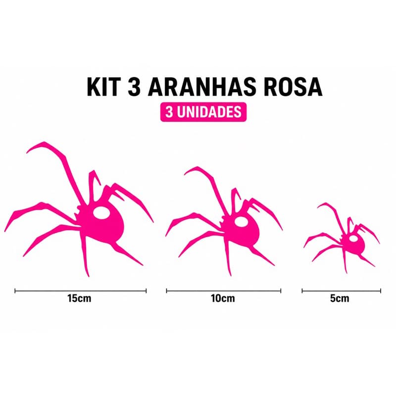Kit 3 Aranha Rosa grande média e mini para carro moto capacete para tanque decorativos