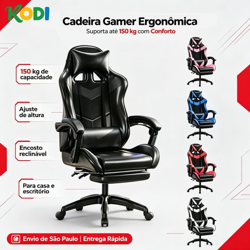 Cadeira Gamer Profissional Reclinável Ajustável Confortável Escritório Estudos-F19