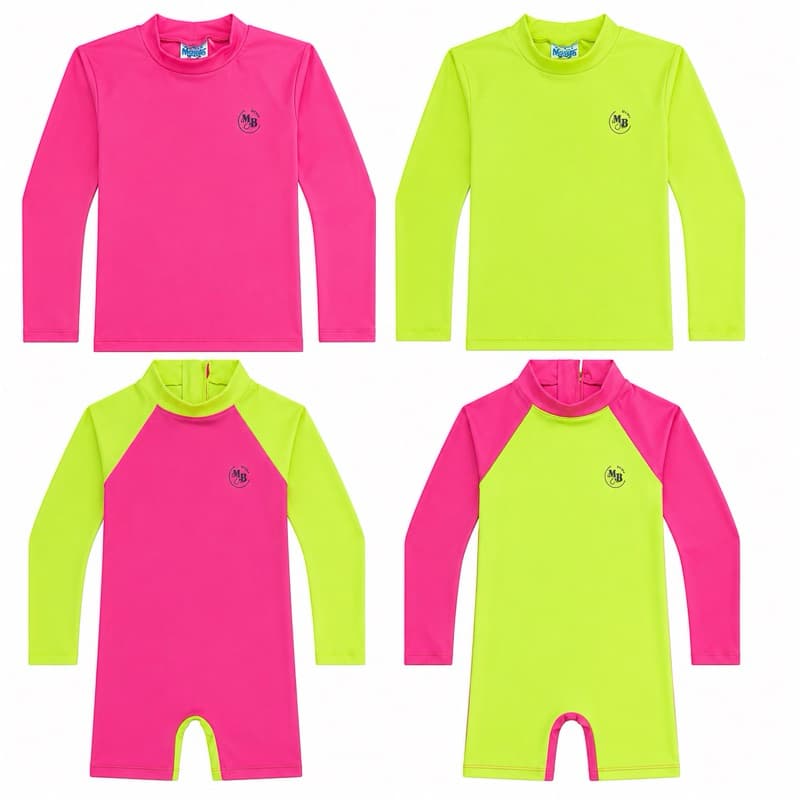 Kit 2 Peças Blusa e Macacão UV 50+ Verão Meninos e Meninas Praia e Piscina