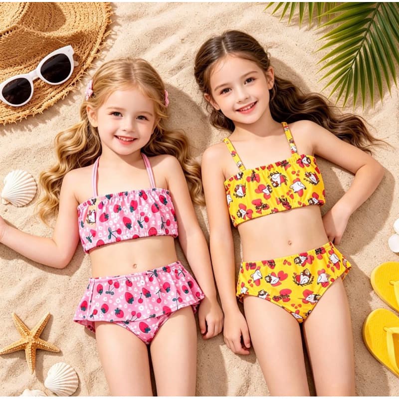 Biquíni Infantil Menina Bebê Babado Moda Praia Verão 2 a 10 Anos