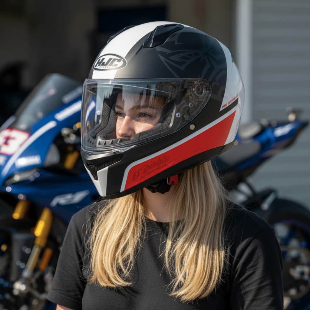 Capacete HJC C10 Fabio Quartararo Vermelho Preto Branco Capacete Integral Para Moto Alta Segurança