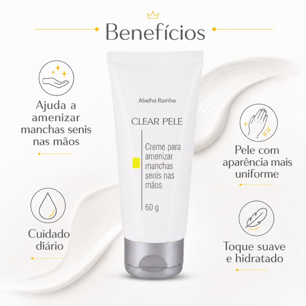 Creme Clareador de Marcas Senis Nas Mãos Clear Pele 60g Abelha Rainha