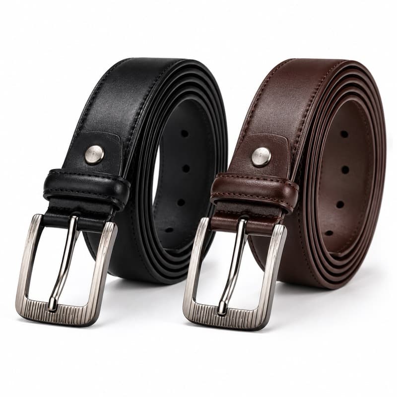 Cinto Social Couro Sintético Ecológico Masculino Preto e Marrom Casual Resistente Versátil P M G GG