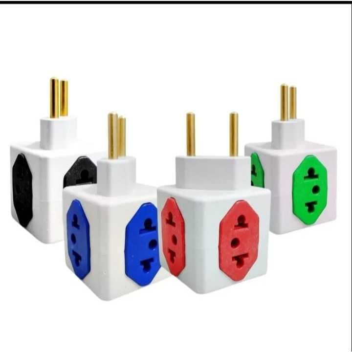 Adaptador Elétrico Tomada Benjamim Cubo Power 4 em um.   Kit 3 Unidades