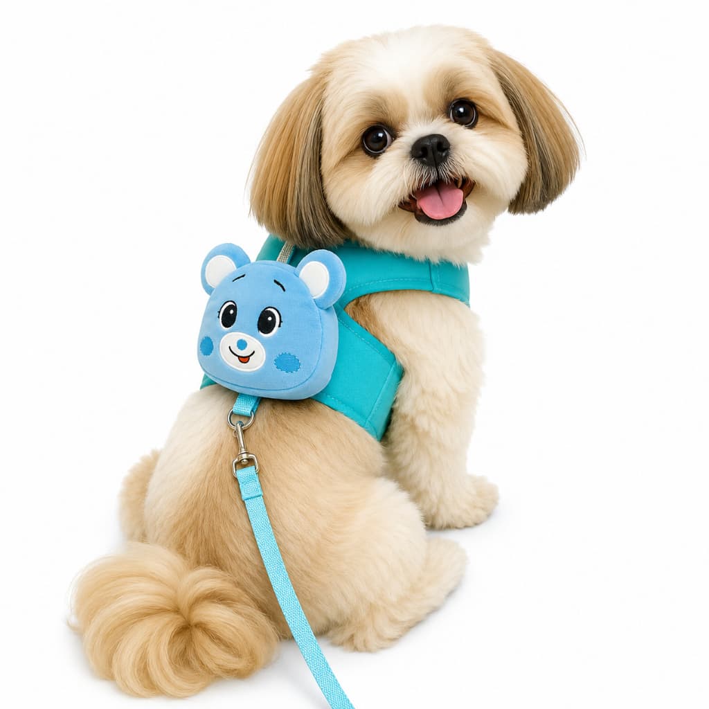 Peitoral para Cachorro Pequeno com Mochila + Guia Coleira Peitoral Regulável Confortável