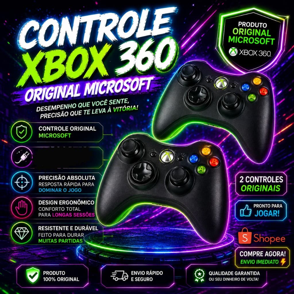 kit 2 controles originais xbox 360
