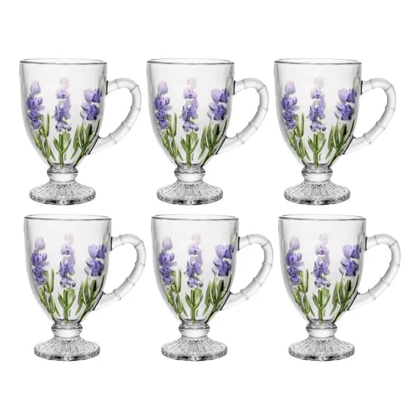 Jogo 6 Canecas Xícaras De Café 190ml Capuccino Lavanda Lyor