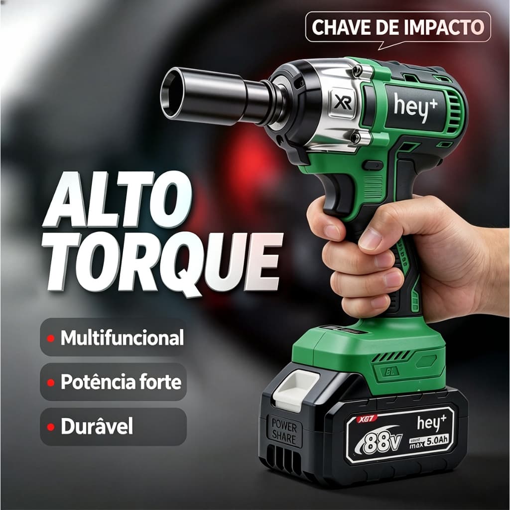 480NM chave de impacto a bateria e Parafusadeira 88v Profissional Com 2 baterias 5.0Ah