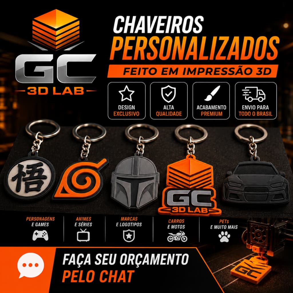 Chaveiro Personalizado em 3D | Solicite seu Orçamento | GC 3D Lab