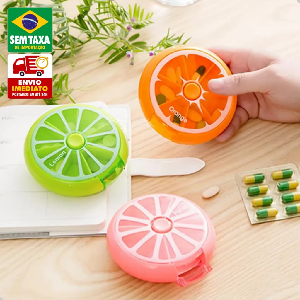 Porta Remédios Semanal Giratório 9cm com 7 Compartimentos Organizador Compacto para Medicamentos