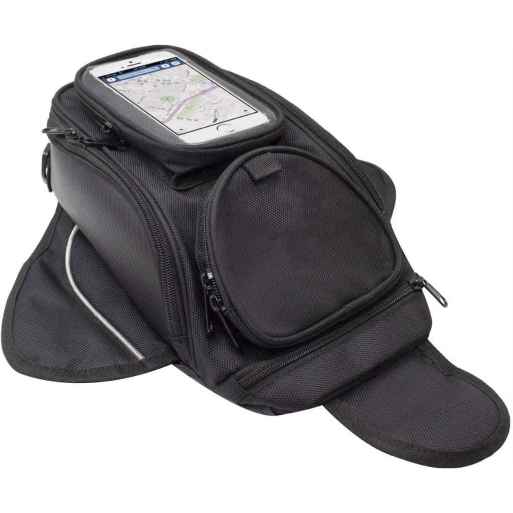 Mochila para tanque de moto, fixação por imã e alça.