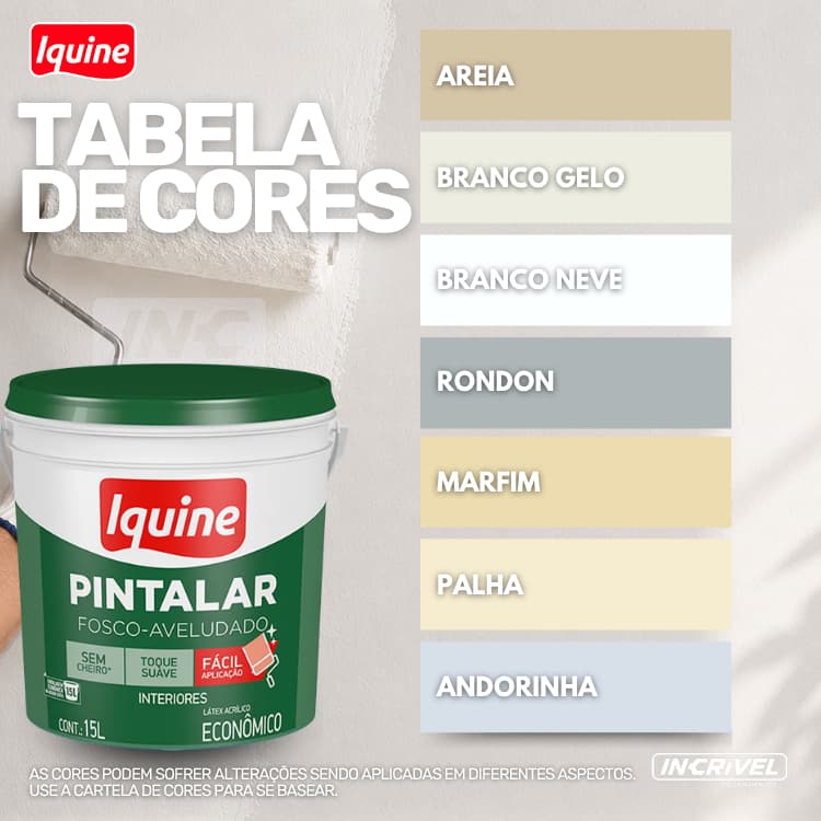 Pintalar Tinta Acrílica 15 Litros Alto Rendimento Iquine Parede Fosco Acabamento Aveludado
