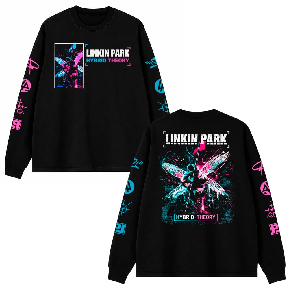 Moletom Gola Redonda Careca Hybrid Theory Linkin Park Logo Banda Graphic World Tour Unissex