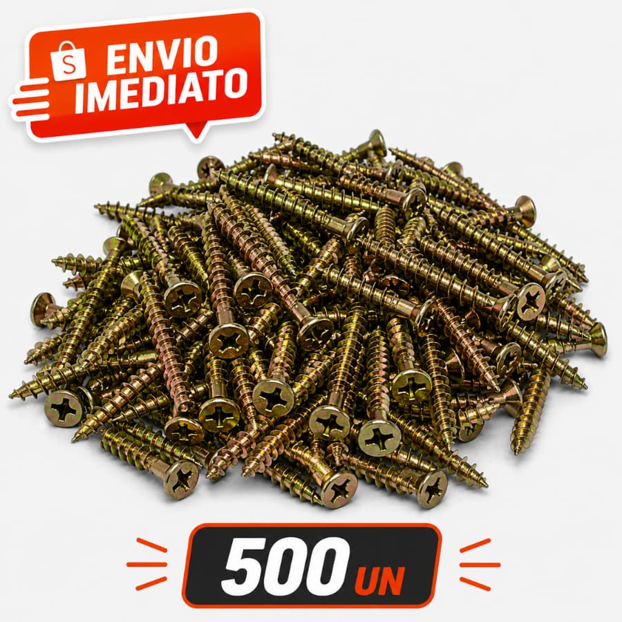 Parafuso Chipboard 3,5x35 Cabeça Chata 500 Unidades MDF Madeira Móveis