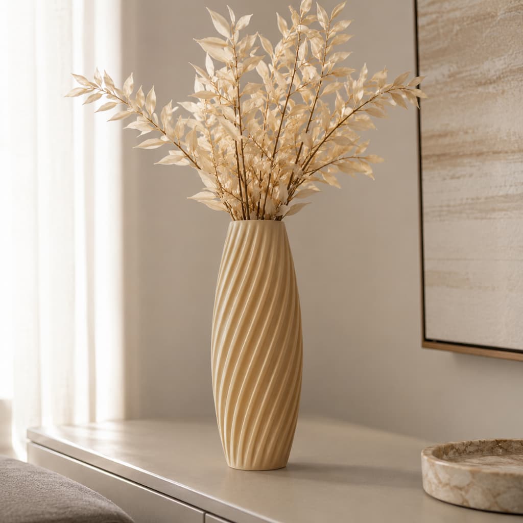 Vaso Decorativo Ondulado 18cm Moderno Minimalista Sala Mesa Escritório Lavabo