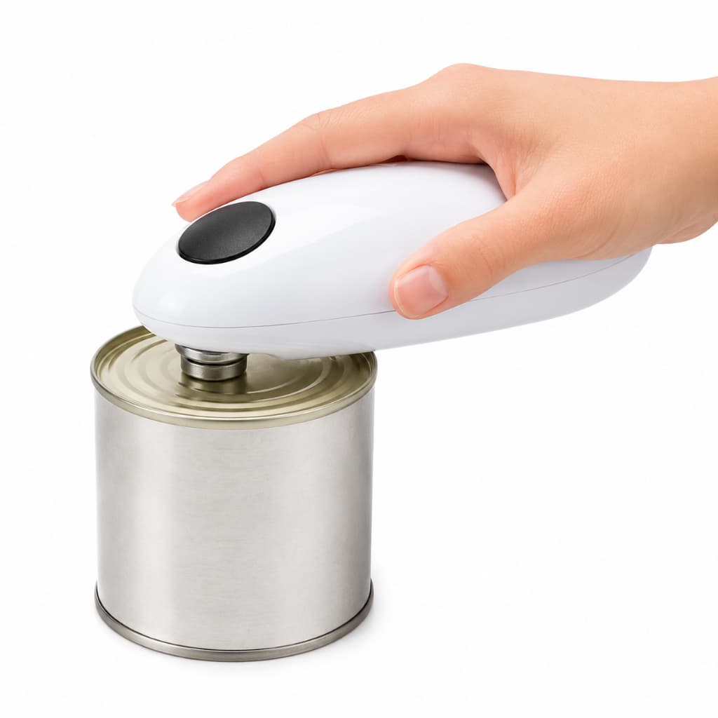Abridor de Lata Elétrico Automático a Pilha Giratório Branco Snel Home RE179