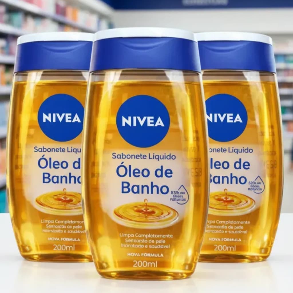 KIT NIVEA Sabonete Líquido Óleo de Banho - 200 ml 55% Óleos naturais hidratante