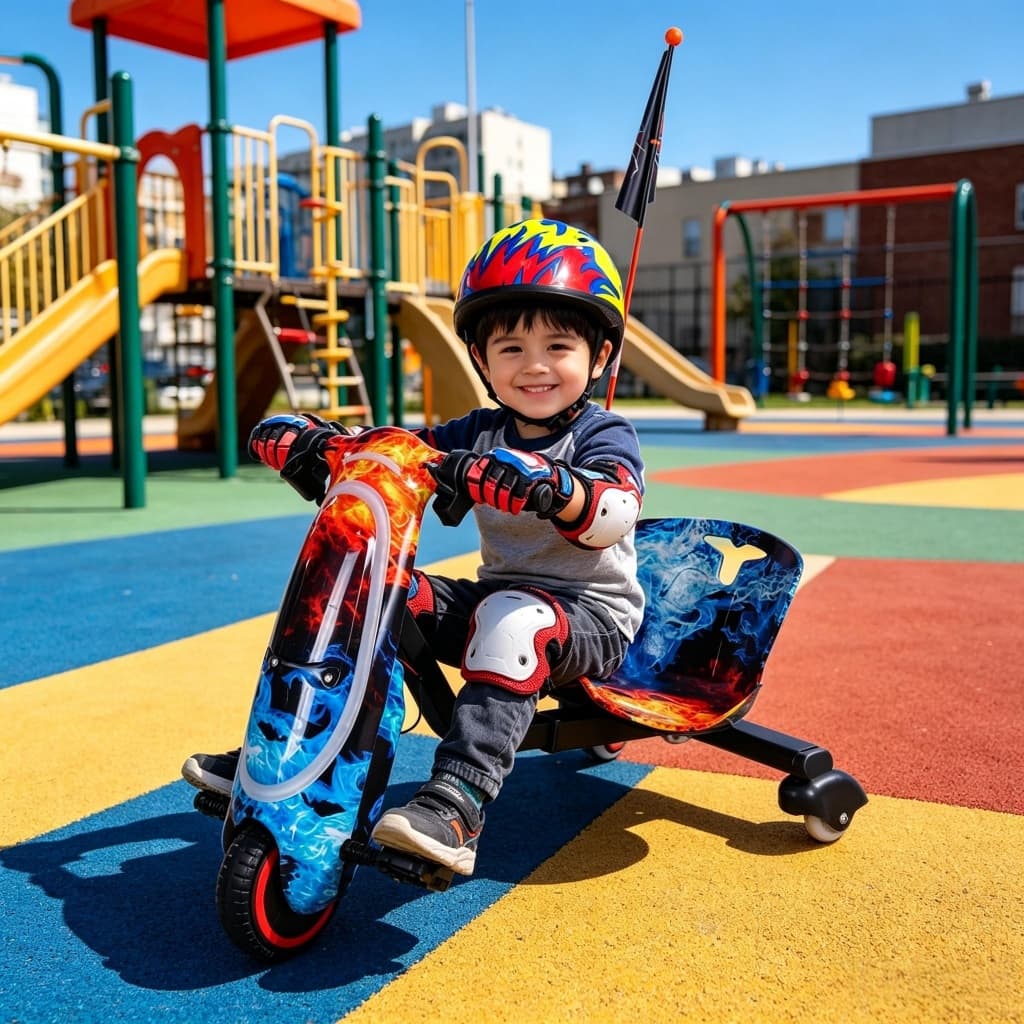 Triciclo Drift Elétrico Infantil 250W com Bluetooth, LED RGB e 3 Velocidades
