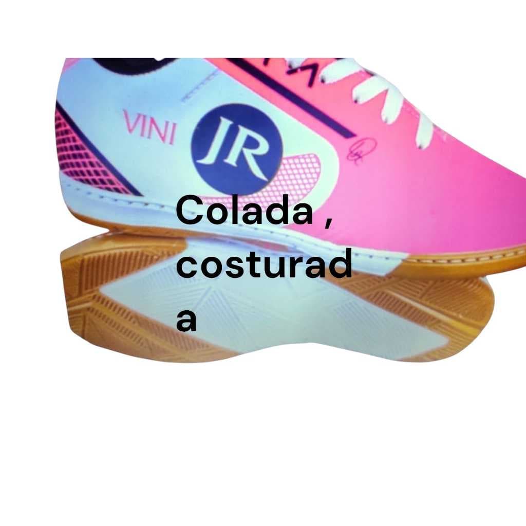 tenis chuteira futsal vine , rosa, colada costurada, quadra ,salão  futebo l,esporte .