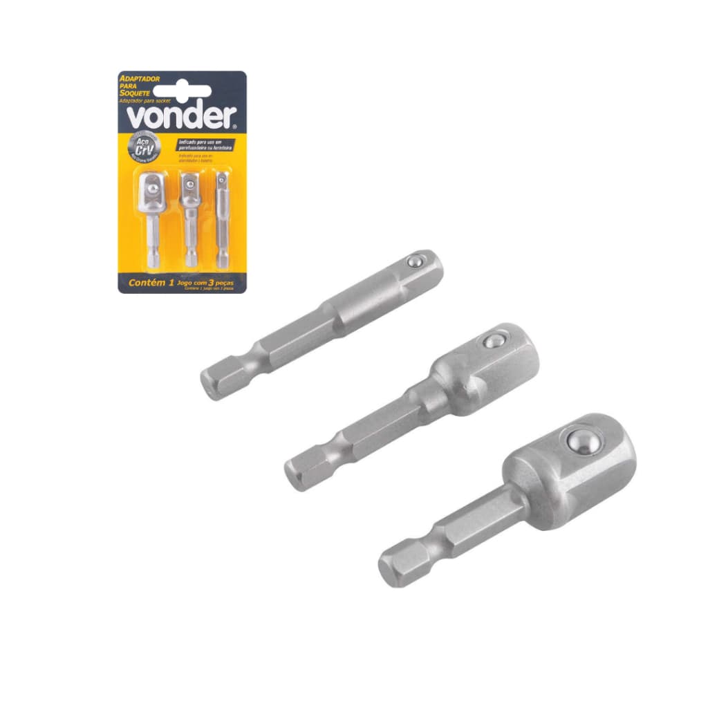 KIT ADAPTADOR P/ SOQUETES JG C/ 3PCS VONDER