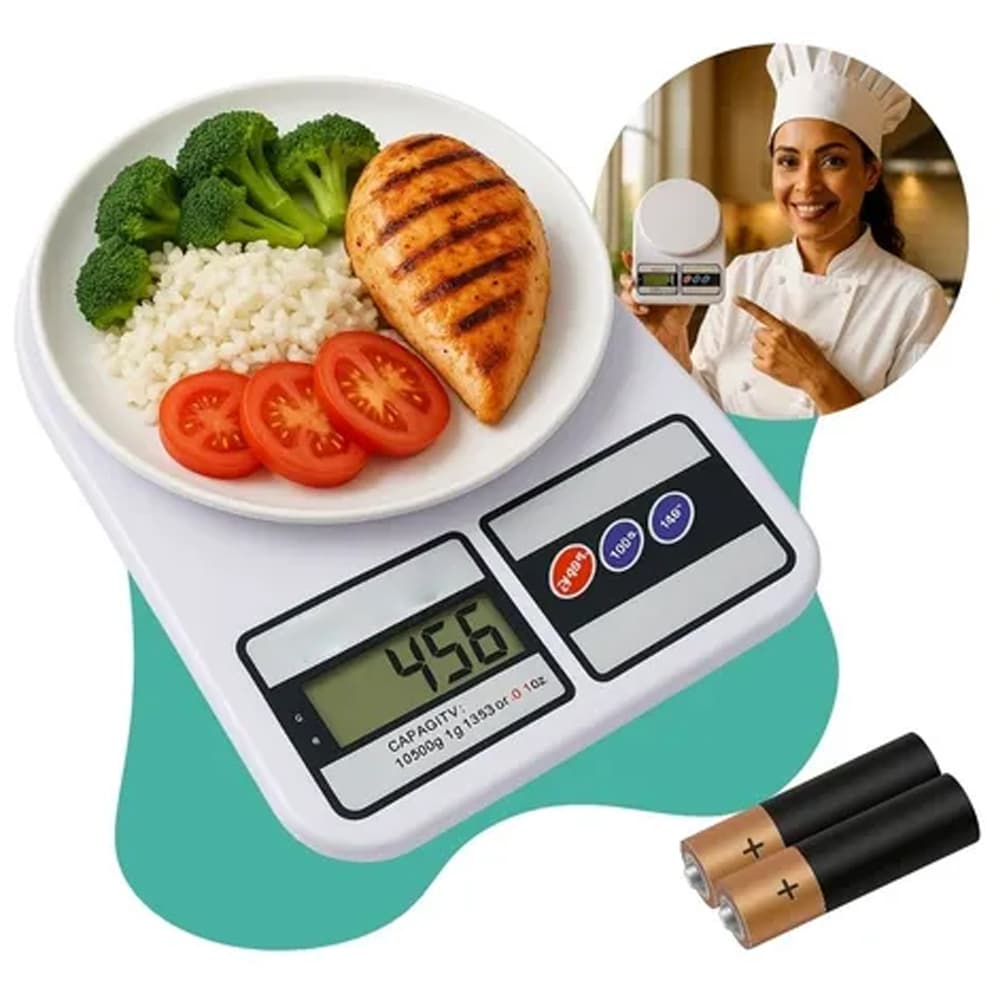 Balança Digital de Cozinha 10kg SF-400B, Display LCD, Tara, BMAX