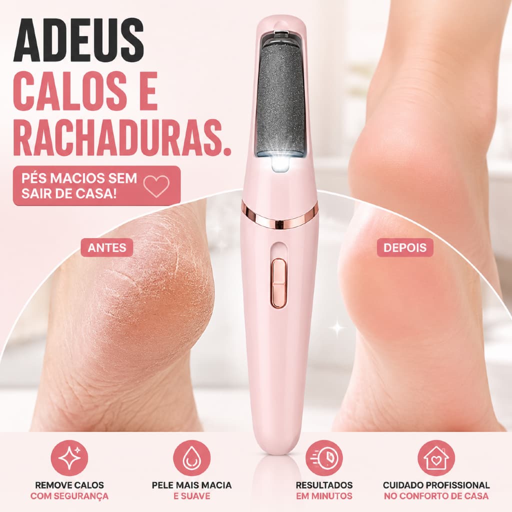 Lixador de Pé Elétrico - Esfoliador Tira Calos Pedicure Portátil - Lixa de Pé Elétrica Recarregável USB À Prova D'Água
