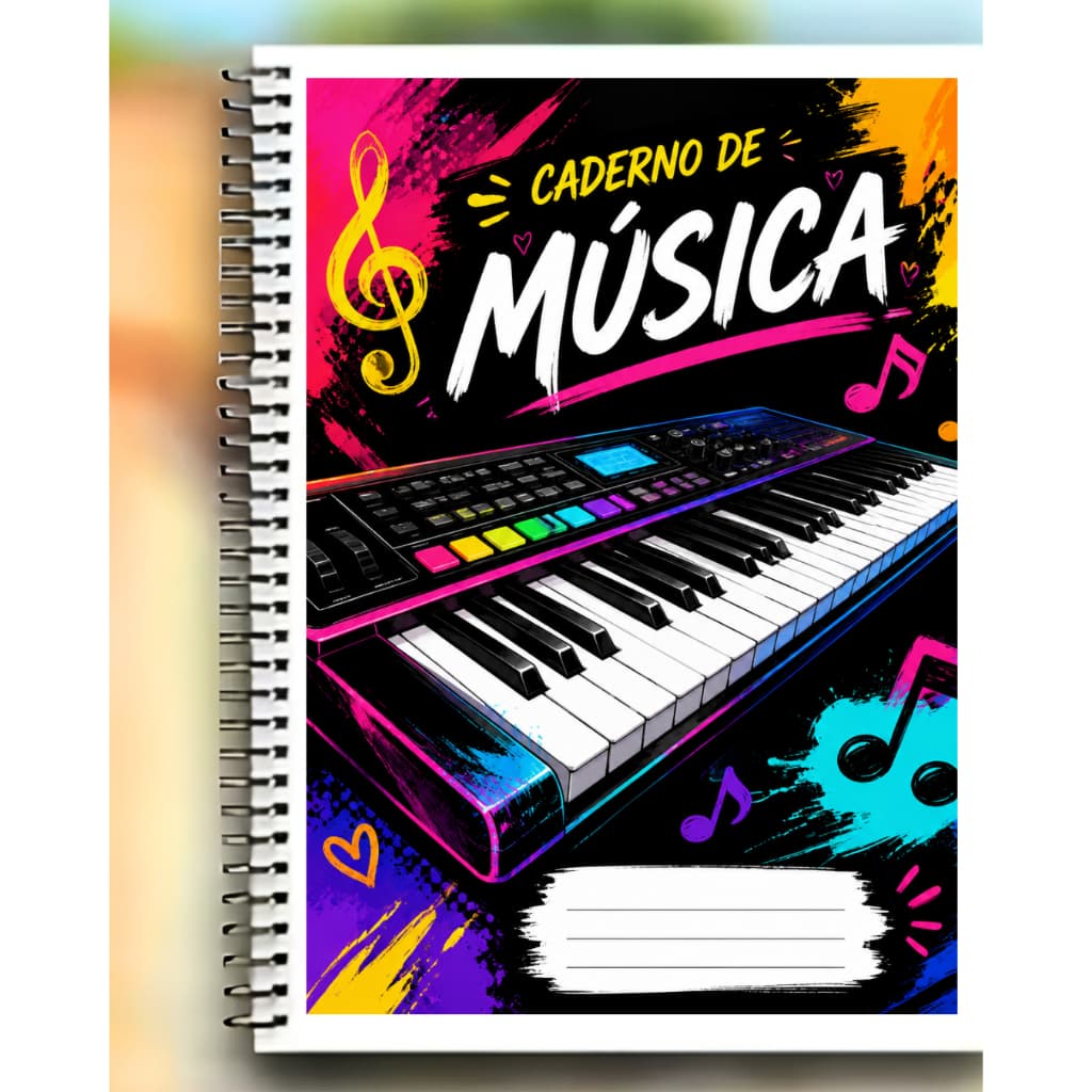 Caderno de Musica Espiral Pauta e Diagramas de Teclado