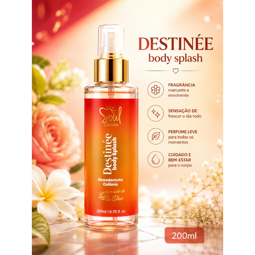 Body Splash Feminino 200ml Perfume Corporal Desodorante Colônia Hidratante Longa Duração