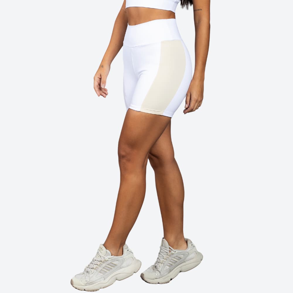 Short Fitness Corrida Academia Feminino Poliamida  Motion Bicolor Everfit Cintura Alta Zero Transparência