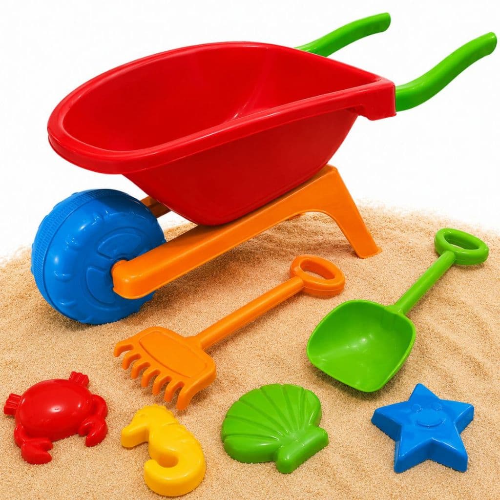Brinquedo De Praia Com acessórios Infantil Castelinho De Areia Praia Forminhas Carriola Pá Rastelo Completo