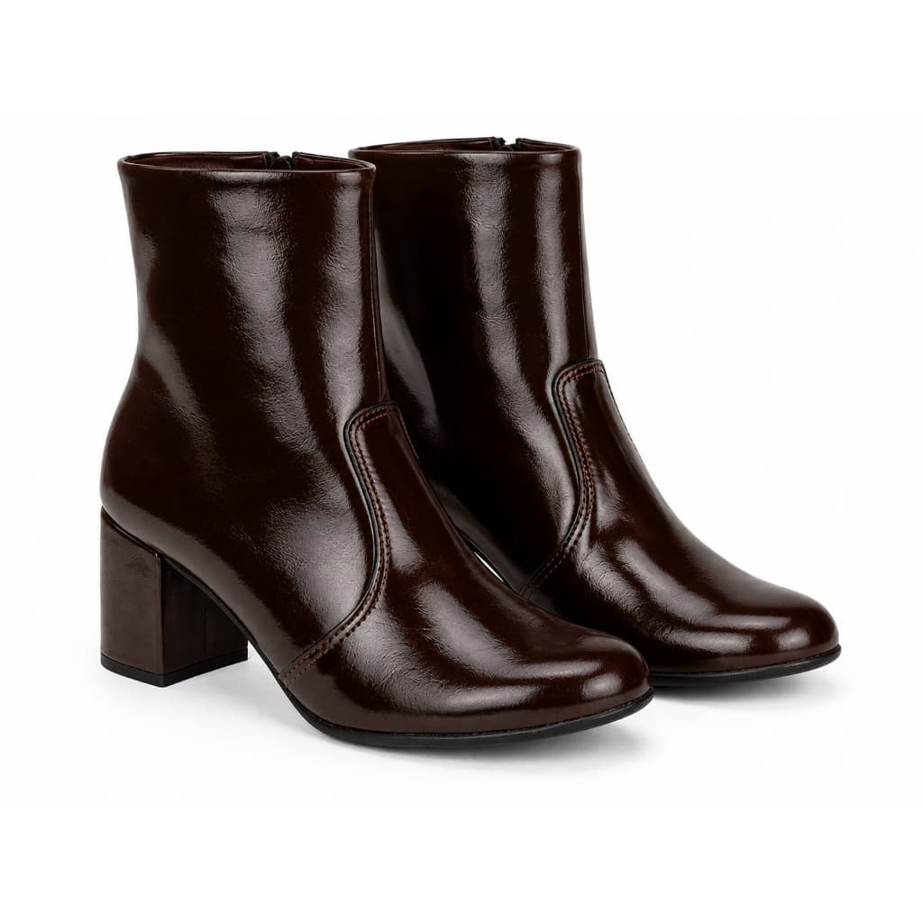 Bota Cano Curto Feminina Bico Redondo Country Salto Bloco Médio Rodeio