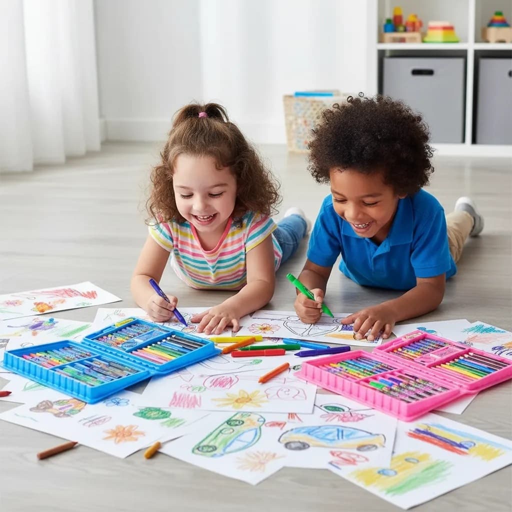 Estojo Case Kit Escolar Completo Canetinhas Lápis Giz 48 Itens Lembrancinha Aniversário Envio Rápido