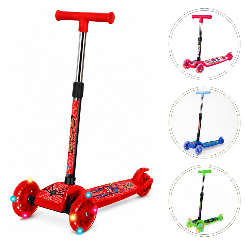 Patinete Infantil Criança Menino Menina Vermelho Verde Azul Rosa 3 Rodas Luz LED Colorida 3 Anos