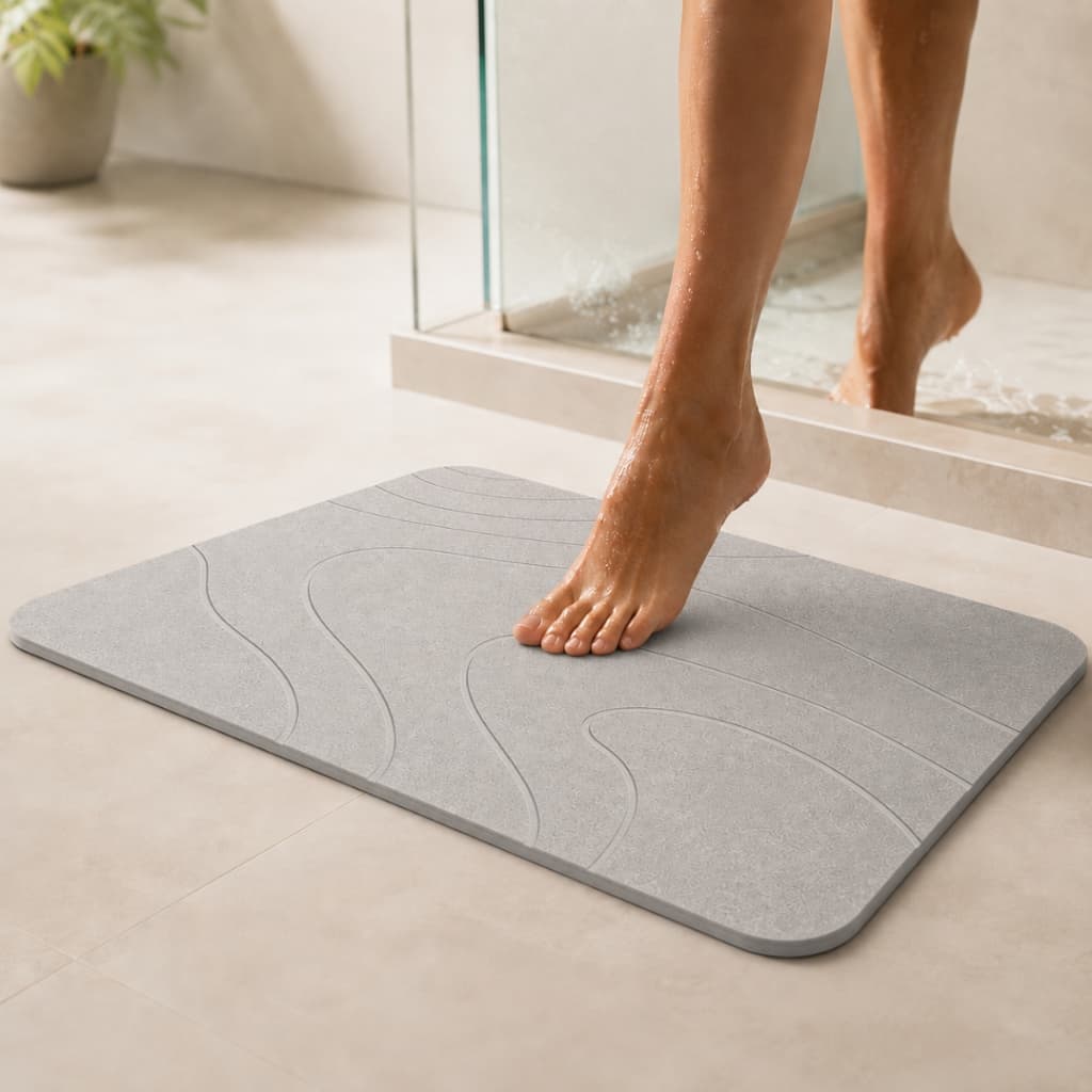 Tapete de Banheiro Premium Pedra Diatomita Alta Absorção Anti Odor Antiderrapante